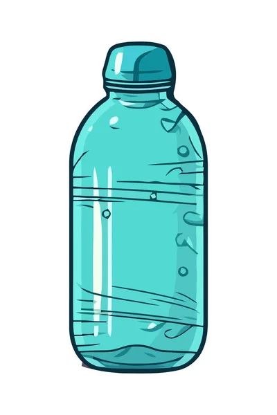 Botol Kaca Transparan Dengan Ikon Air Murni Segar Terisolasi - Stok Vektor