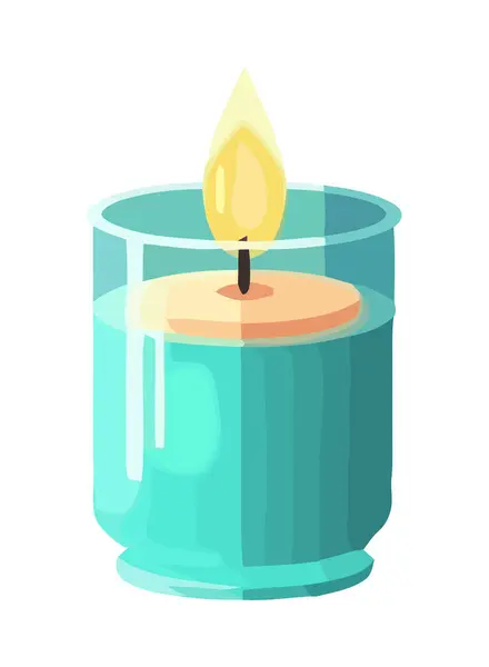 Hořící Svíčka Symbolizuje Spiritualitu Relaxační Ikonu Izolované — Stockový vektor