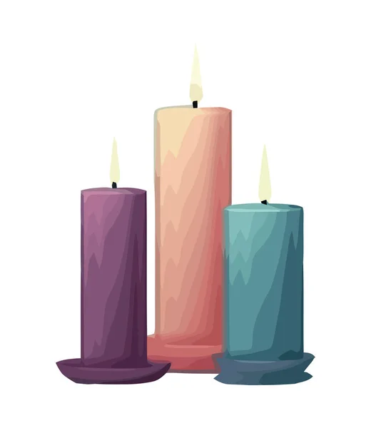 Glühende Kerze Symbolisiert Spiritualität Und Naturphänomen — Stockvektor