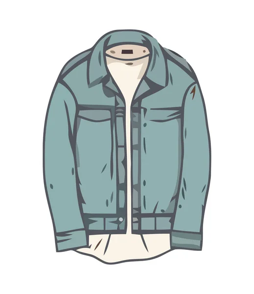 隔離されたジッパーおよびポケットのアイコンが付いている流行の男性のジャケット — ストックベクタ