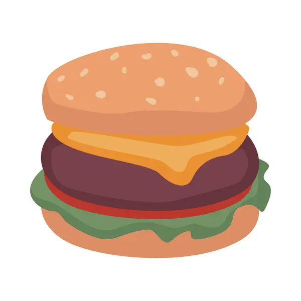 Delicious Burger Fast Food Icon — Stock Vector