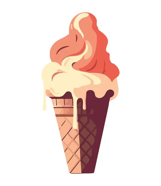 Ruční Držení Zmrzliny Kornout Ikonou Vafle Izolované — Stockový vektor