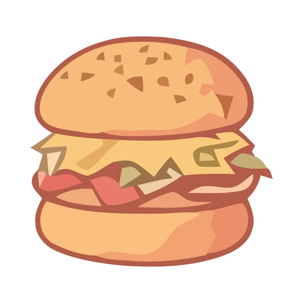 Gegrillter Burger Mit Käse Fleisch Und Tomaten — Stockvektor