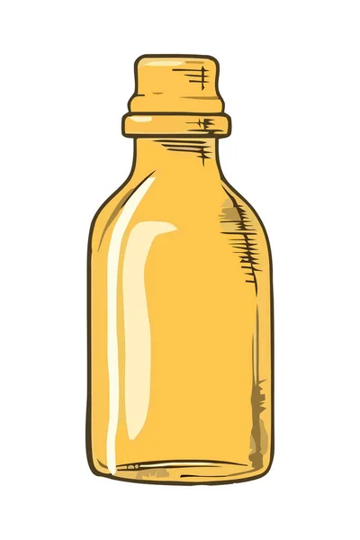 Transparente Flasche Mit Gelber Flüssigkeit Inneren Icon Isoliert — Stockvektor