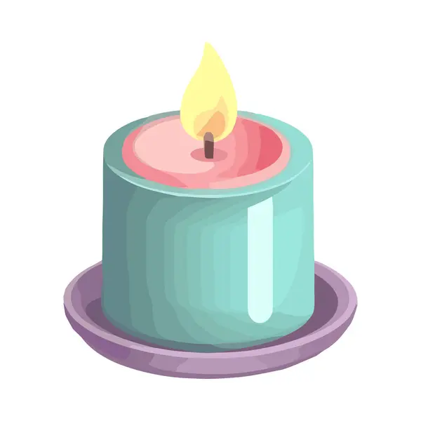 燃烧的蜡烛象征着爱情和精神的象征孤立 — 图库矢量图片
