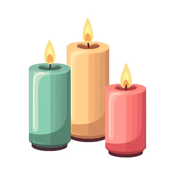 Brennende Kerze Symbolisiert Spiritualität Und Romantik — Stockvektor