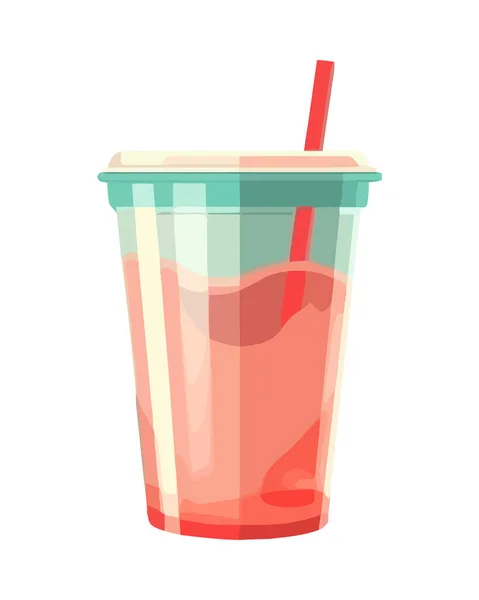 Cocktail Rafraîchissant Plastique Jetable Icône Tasse Isolé — Image vectorielle