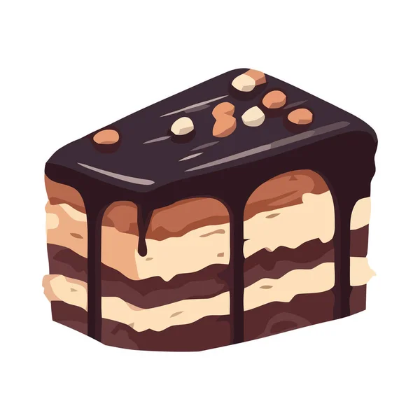 Солодкий Шоколадний Десерт Іконою Кремового Глазурування Ізольовані — стоковий вектор