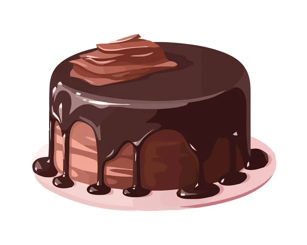 Gastronomische Dessert Illustratie Met Chocolade Crème Pictogram Geïsoleerd — Stockvector