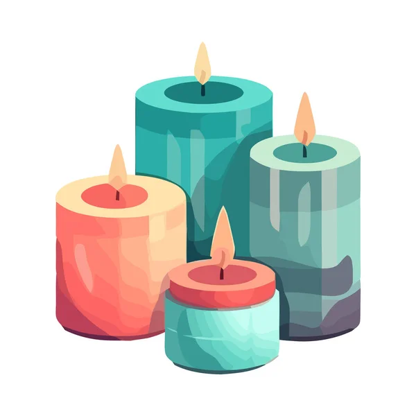 Brennende Kerze Symbolisiert Spiritualität Und Entspannung — Stockvektor
