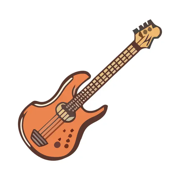 Bermain Gitar Pada Ikon Latar Belakang Putih Terisolasi - Stok Vektor