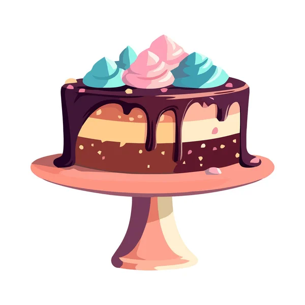 Celebración Comida Dulce Con Chocolate Icono Crema Aislado — Vector de stock