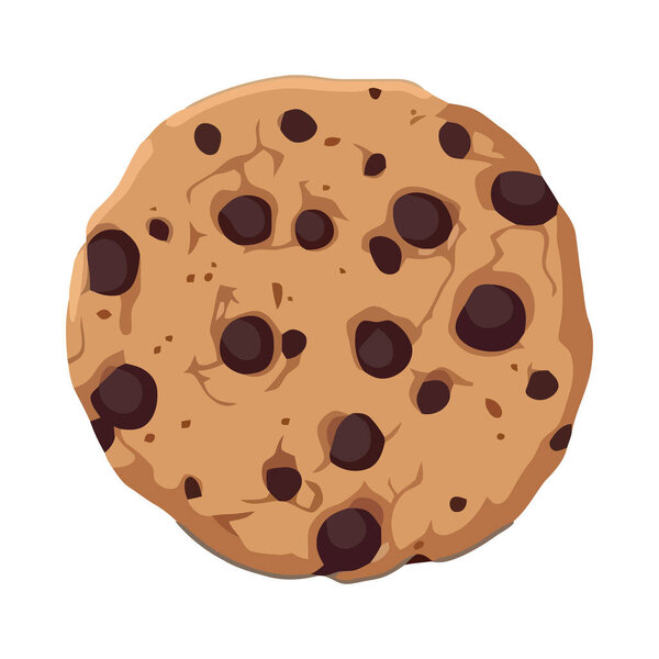 Baked chocolate cookie, sweet snack for dessert icon isolated