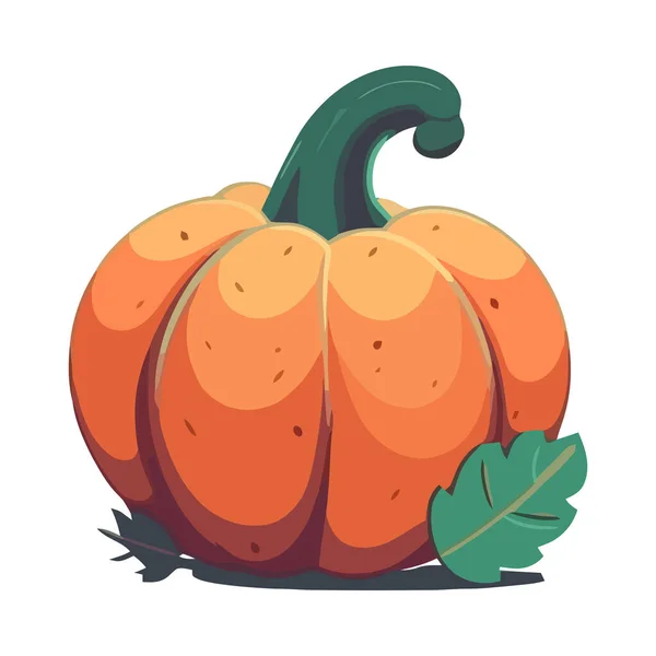 Cute Pumpkin Cartoon Vegetable Icon Isolated — Stock Vector