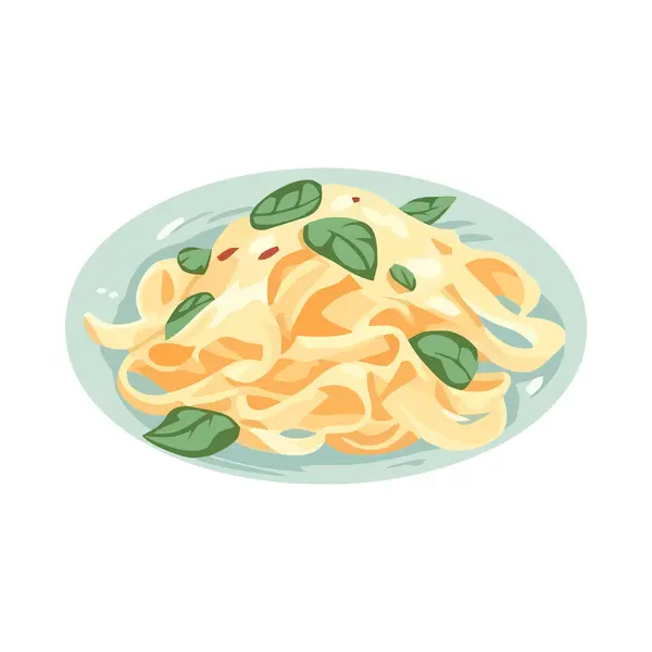 Healthy Vegetarian Pasta Meal Fresh Herbs Icon Isolated — Stock Vector