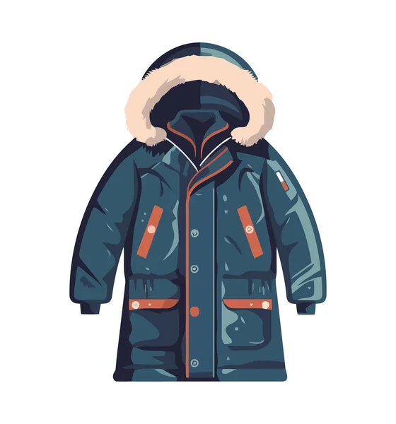 Zimní Móda Pánské Kabát Teplé Kapuce Ikona Izolované — Stockový vektor