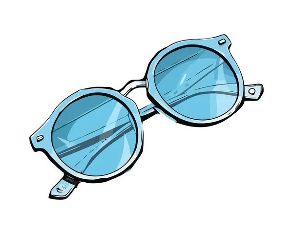 Fashionabla Glasögon För Sommaren Med Blå Nyanser Ikon Isolerad — Stock vektor