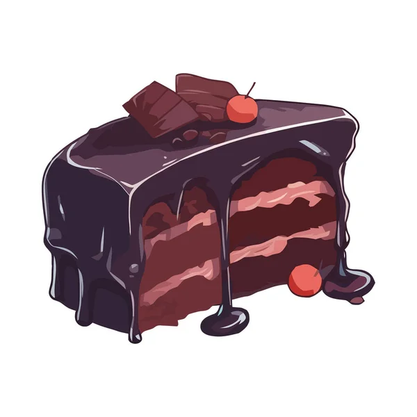 Dulce Pastel Chocolate Ilustración Alimentos Con Frutas Icono Aislado — Archivo Imágenes Vectoriales