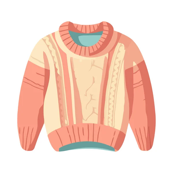 Wintermode Gestrickte Wolle Kleidungsstücke Sweater Ikone Isoliert — Stockvektor