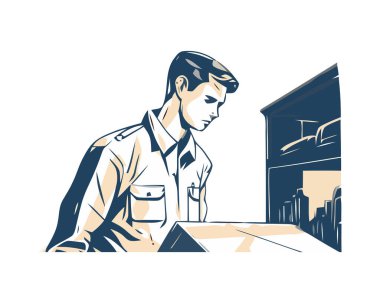 Kutu ile başarılı adam, tasarım simgesi izole