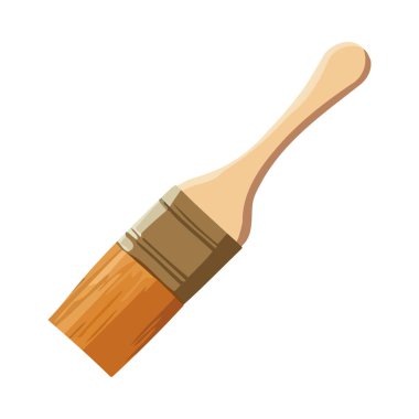 Tahta fırça ikonunun sarı çizimi izole edilmiş.