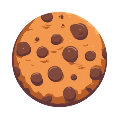 Beyaz arkaplanda izole edilmiş tatlı çikolatalı kurabiye simgesi