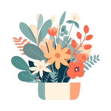 Doğa çiçekleri çok renkli büyüme ikonu izole edilmiş.