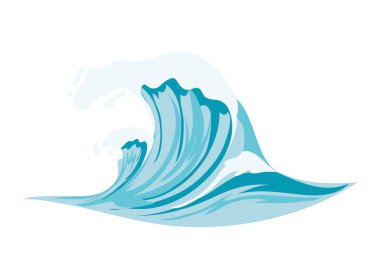Mavi okyanus dalgası illüstrasyon vektörü izole