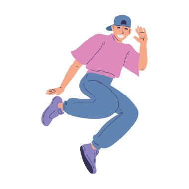 Gülümseyen adam sıçrama vektörü izole