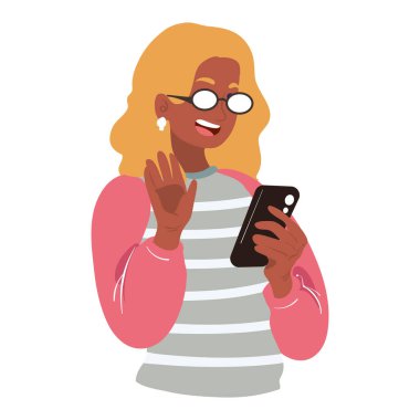 Telefon rehberindeki mutlu kadın izole edildi.