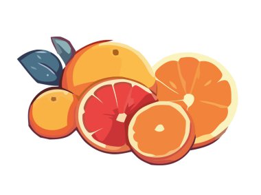 Sulu turunçgil dilimi, taze ve olgun, sağlıklı beslenme ikonu izole edilmiş.