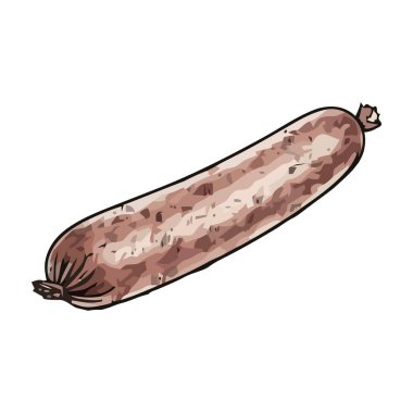 Izgara domuz eti, tütsülenmiş salam ikonu izole edilmiş.