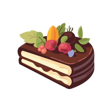 Taze çilek dilimli tatlı izole edilmiş.