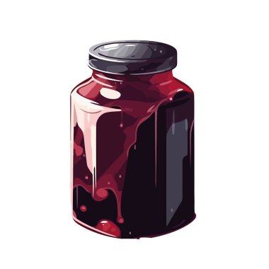 Şeffaf bir kavanoz ikonunda taze organik meyve izole edilmiş.