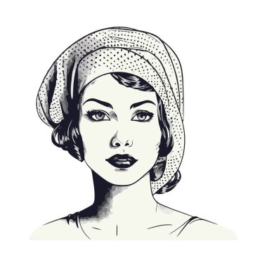 Kamera ikonuna bakan zarif bir model.