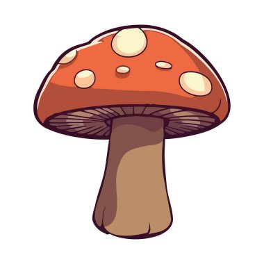 Sonbaharın tazeliği, yenilebilir mantarlar yalıtılmış ikonlar.