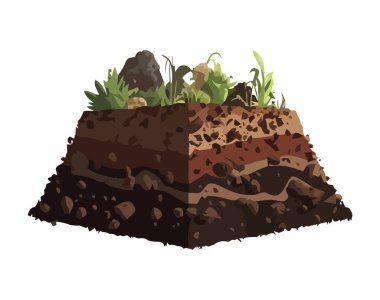 Bitkiler ve çimen ikonu izole edilmiş toprak