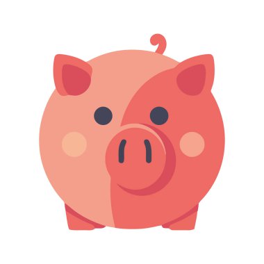 Şirin domuz yavrusu çizimi, pembe ve neşeli, tasarruf simgesi izole edilmiş