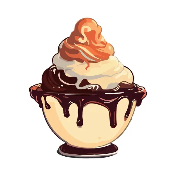 아이스크림 아이콘에 크림과 초콜릿 — 스톡 벡터
