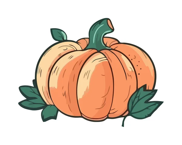Autumn Harvest Fresh Organic Pumpkin Healthy Eating Icon Isolated — Stock Vector