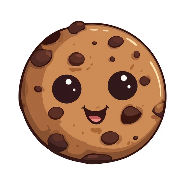 Cute Kreskówki Cookie Przynosi Słodką Ikonę Radości Izolowane — Wektor stockowy