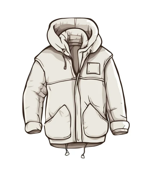 隔離された男性のための現代方法暖かいフード付きジャケット — ストックベクタ