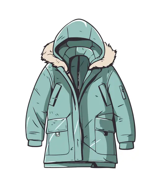 Zimní Bunda Design Pro Muže Teplé Oblečení Ikona Izolované — Stockový vektor
