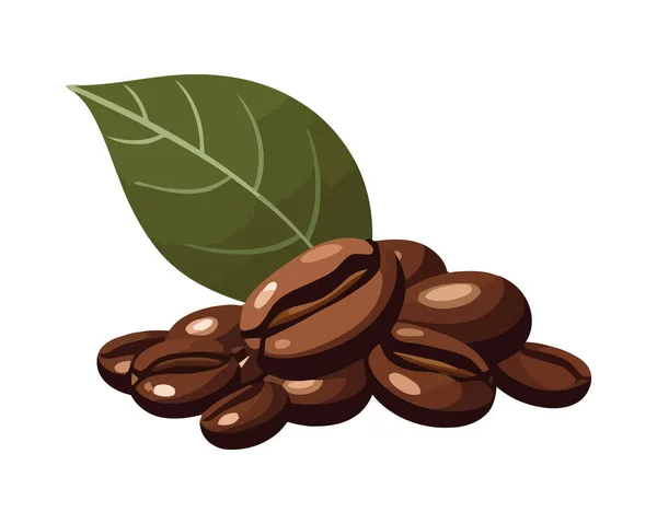 Świeża Ziarno Kawy Ilustracja Ekologicznym Tle Ikona Izolowane — Wektor stockowy