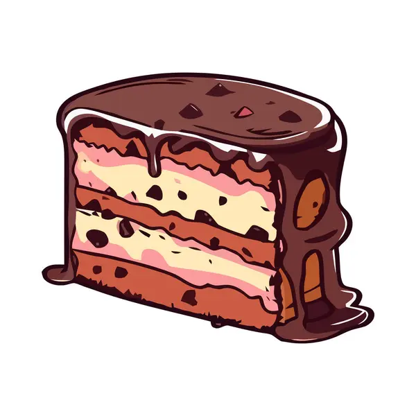 Ένα Γλυκό Κομμάτι Κέικ Σοκολάτας Εικονίδιο Εορτασμού Απομονωμένο — Διανυσματικό Αρχείο