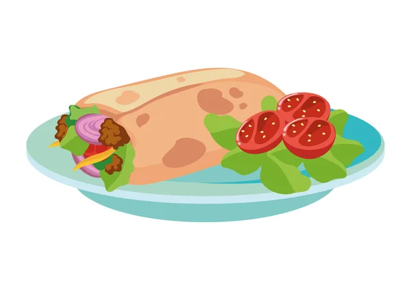 Burrito Plaque Vecteur Conception Isolé — Image vectorielle
