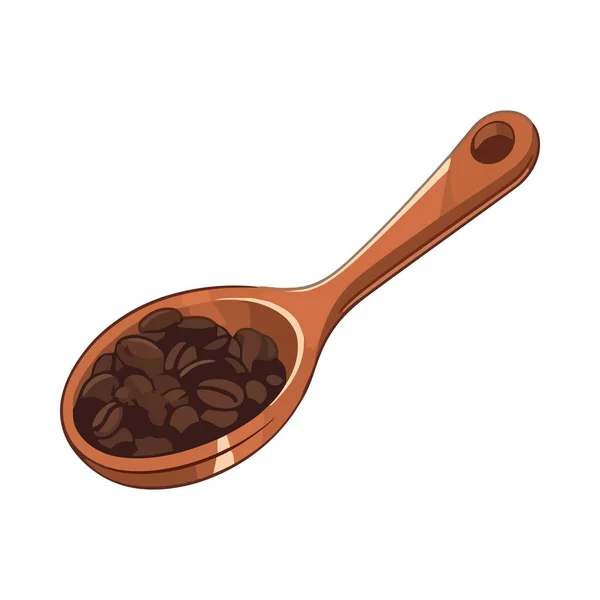 Ekologisk Kaffeböna Sked Symboliserar Hälsosam Gourmet Måltid Ikon Isolerad — Stock vektor