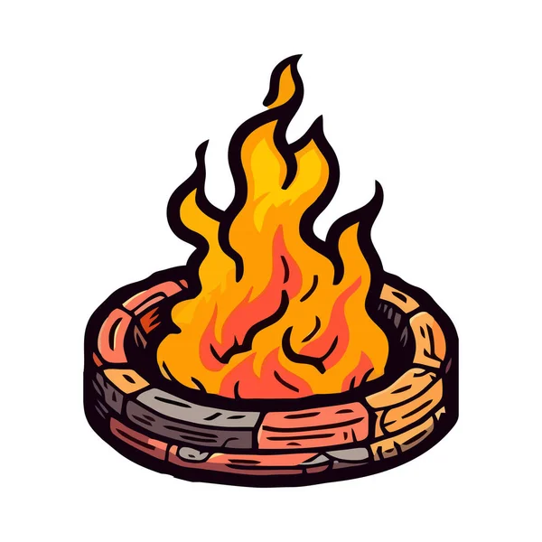 Burning Campfire Igniting Glowing Icon Isolated — Stock Vector