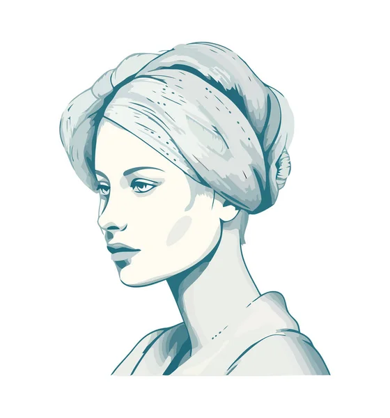 Femme Souriante Avec Serviette Icône Mannequin Isolé — Image vectorielle