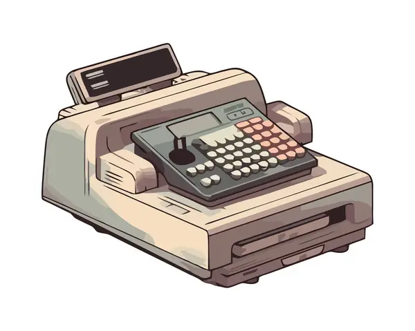 Verouderde Typemachine Symboliseert Ouderwets Icoon Geïsoleerd — Stockvector